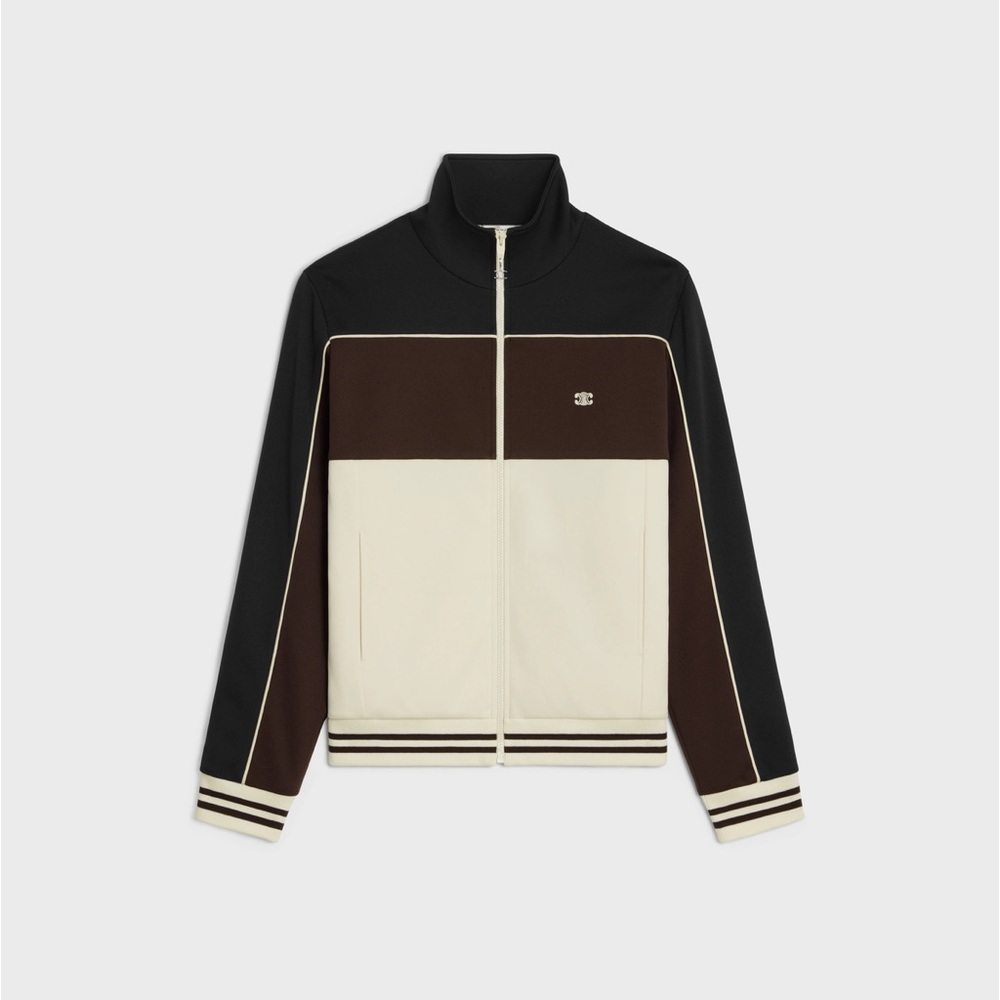 TRACKSUIT JACKET IN DOUBLE FACE JERSEY
ECRU / DARK BROWN / BLACK